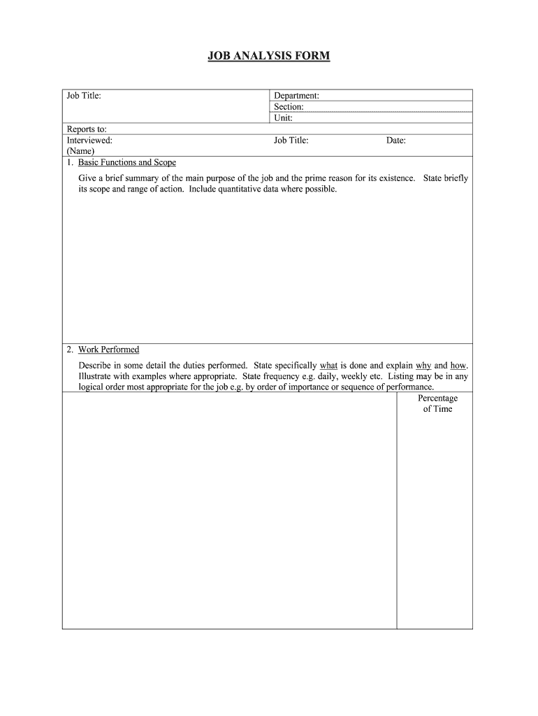 Job Analysis Form