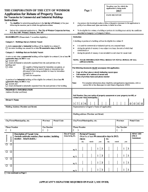 Vacancy Rebate Application PDF City of Windsor  Form