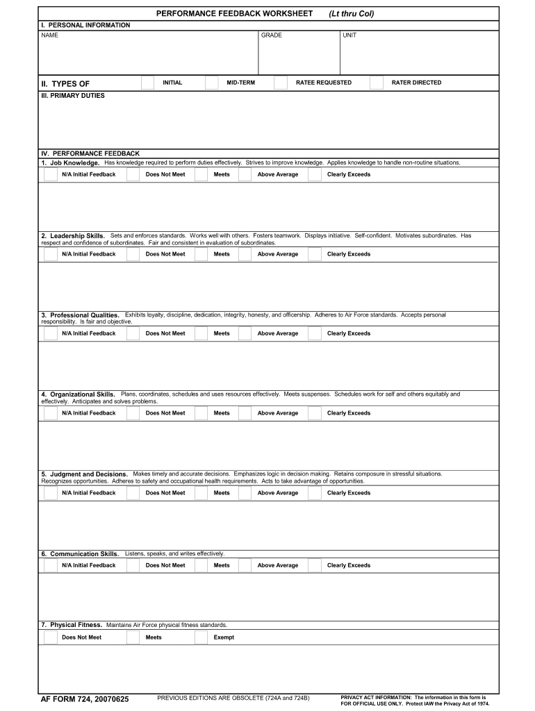  Af Form 724 2007-2024