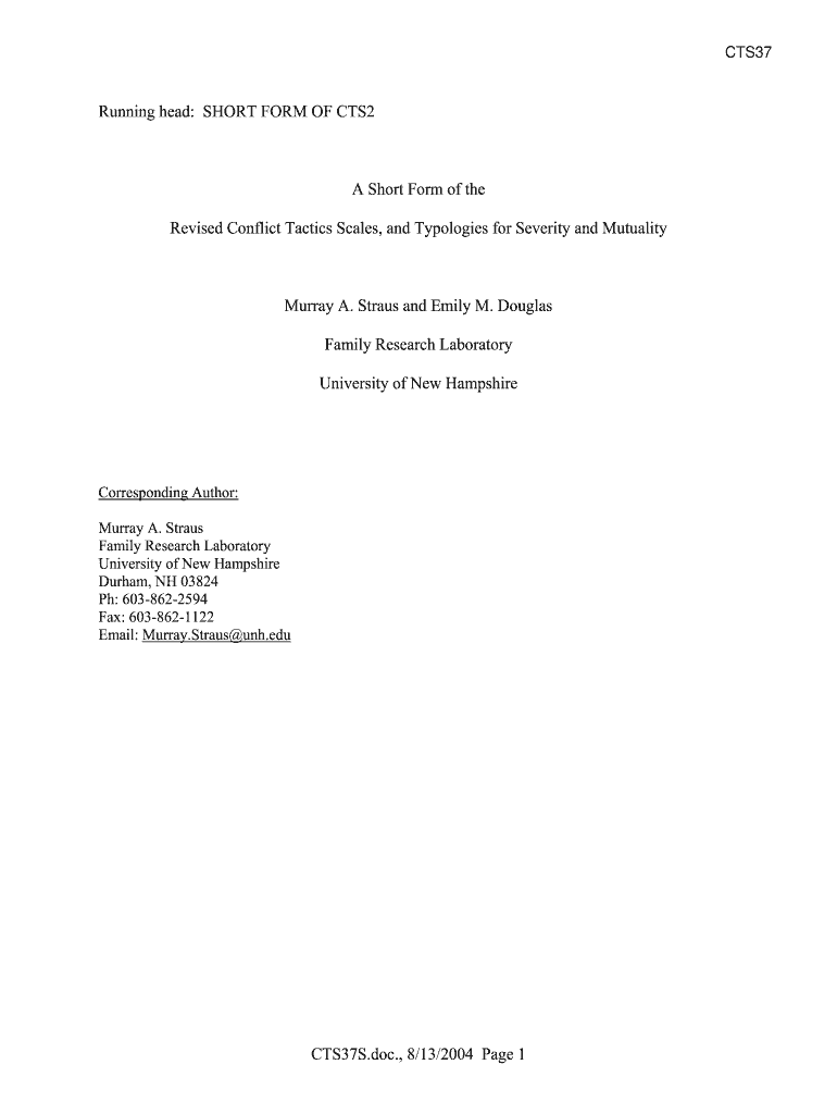 Conflict Tactics Scale 2 Short Form PDF