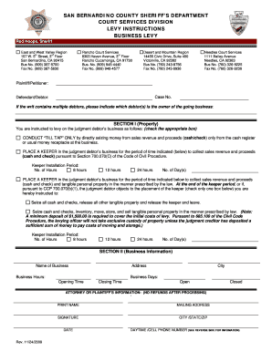 San Bernardino Sheriff Court Services  Form