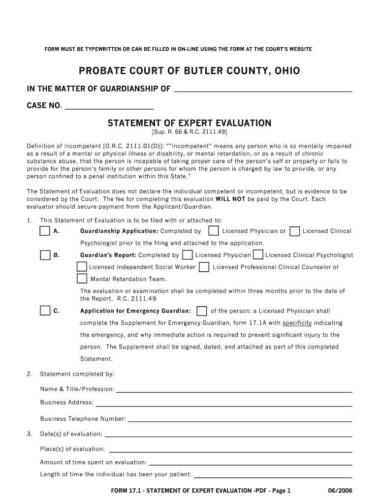Get and Sign Statement of Expert Evaluation Cuyahoga County 2006-2022 Form