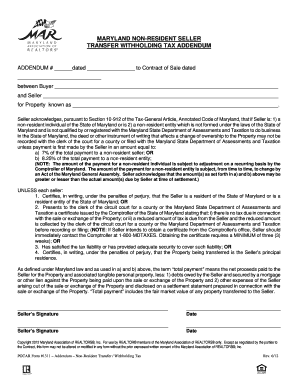 Maryland Non Resident Seller Transfer Withholding Tax Exemption Form