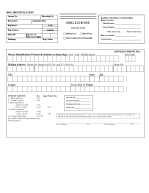 Clarkstown Dog License  Form