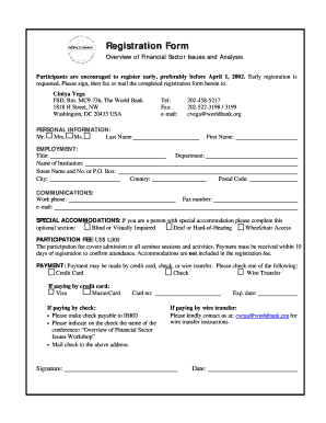 Bank Account Registration Form Template