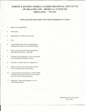 Application for Leave or for Extension of Leave  Form