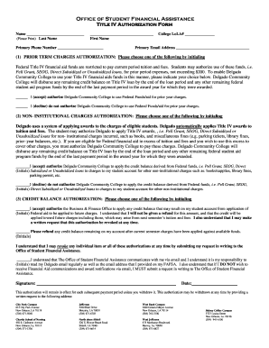 Credit Authorization Form Delgado Community College Dcc