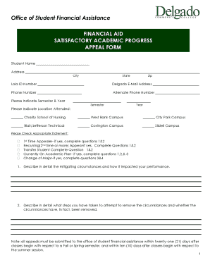 Delgado&#039;s Financial Aid Appeal Form Dcc