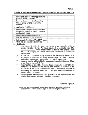Application for Remittance Form