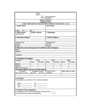 Un Application Form