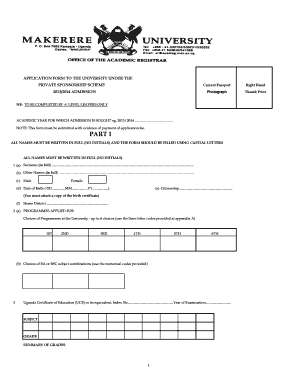 Makerere Application  Form