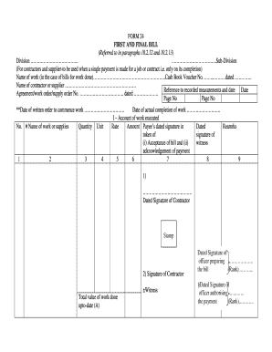 Which is the Form of Bill Used for Making First and Final Bill