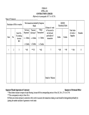 Construction Ledger Template  Form