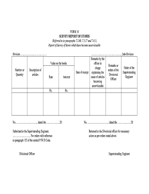 Form 18 Survey Report of Stores PDF