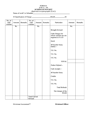 Schedule Docket  Form