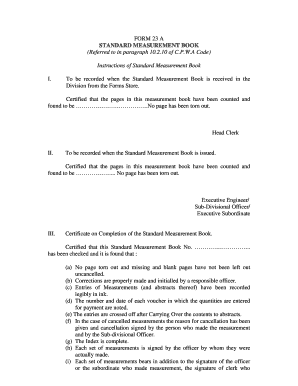 Measurement Book Form No 23