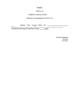 Imprest Cash Account Form 2