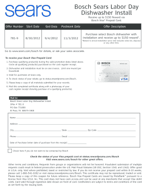 Bosch Dishwasher Installation Rebate Sears  Form