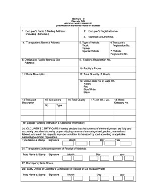 Form for Bio Medical Waste Manifest - Fill Out and Sign Printable PDF ...