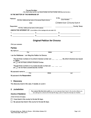 Petition for Divorce  Form