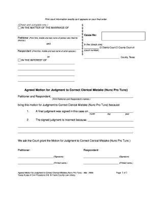 Nunc Pro Tunc Sample Letter  Form