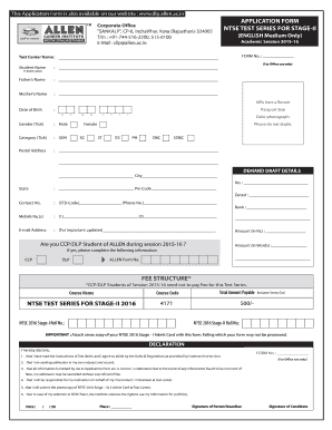 Allen Admission Form PDF