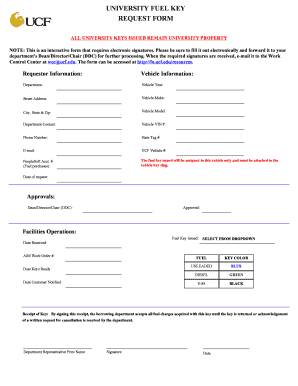 UNIVERSITY FUEL KEY REQUEST FORM Fo Ucf