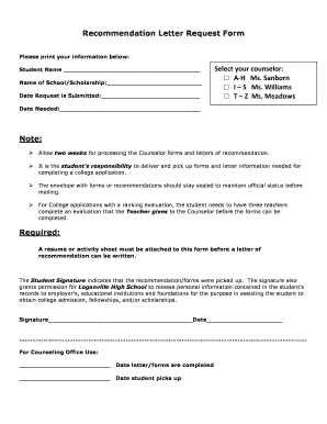 Recommendation Letter Request Form Loganville High School Loganvillehigh