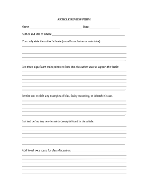 Article Review Template  Form