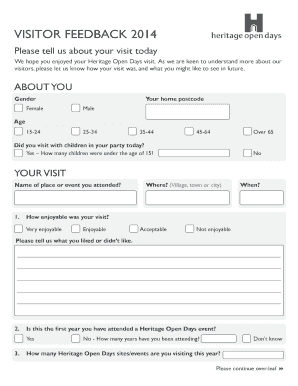 VISITOR FEEDBACK Heritage Open Days  Form