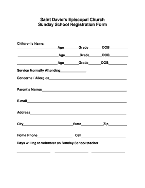 Saint Davids Episcopal Church Sunday School Registration Form Sdlife