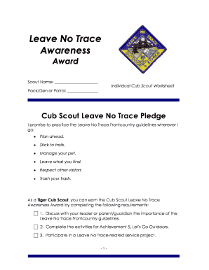 Outdoor Code and Leave No Trace Printable  Form