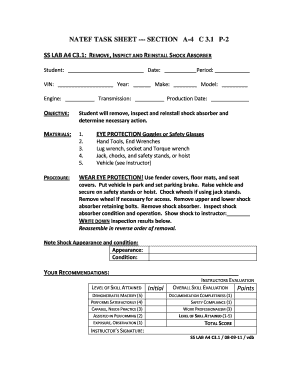 Natef Task Sheets PDF  Form