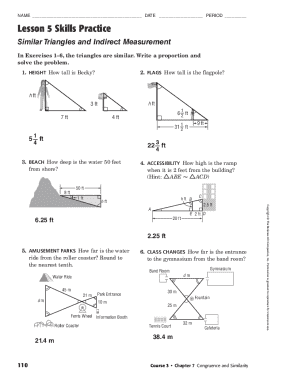 Indirect Measurement Worksheet  Form