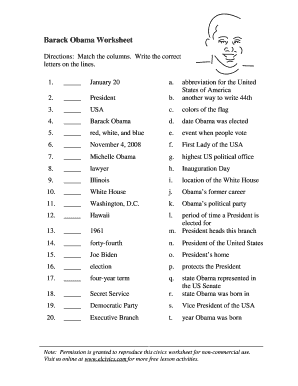 Barack Worksheet PDF  Form