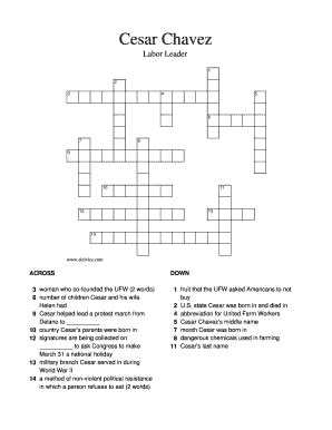 Cesar Chavez Crossword Puzzle  Form