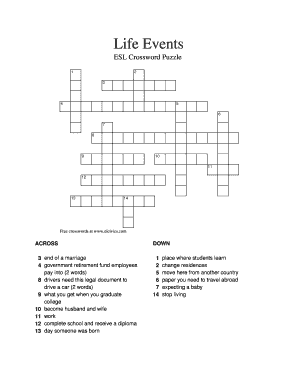 Esl Crosswords Printable  Form