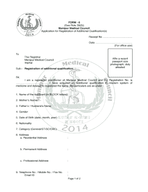 Manipur Medical Council  Form