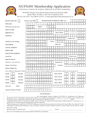 Nupsaw Membership Cancellation Form