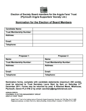 Nomination Form for Housing Society Election