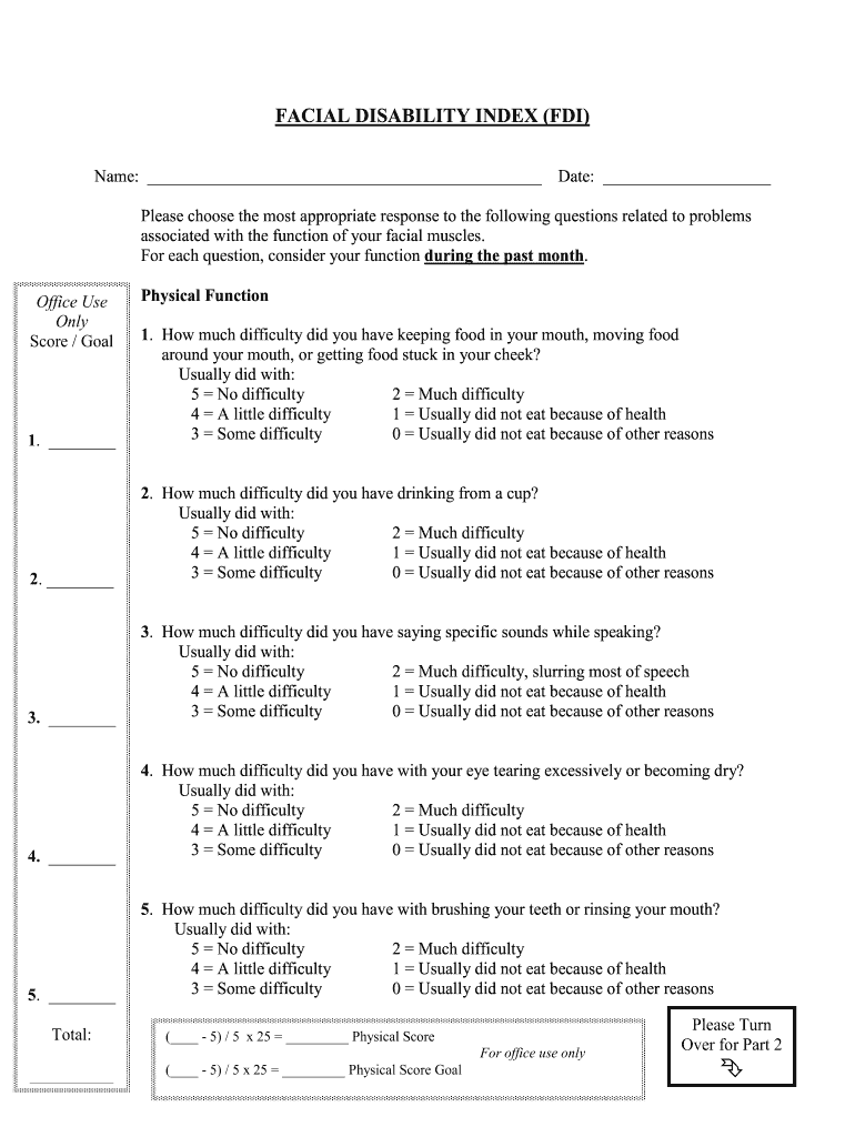 Facial Disability Index  Form