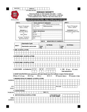 Exam Form Format