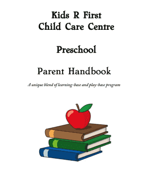 Kids R First Child Care Centre Preschool Parent Handbook Kidsrfirstchildcare  Form