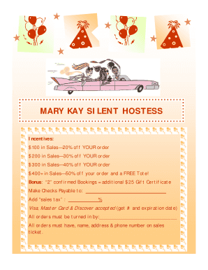 Mary Kay Silent Hostess  Form