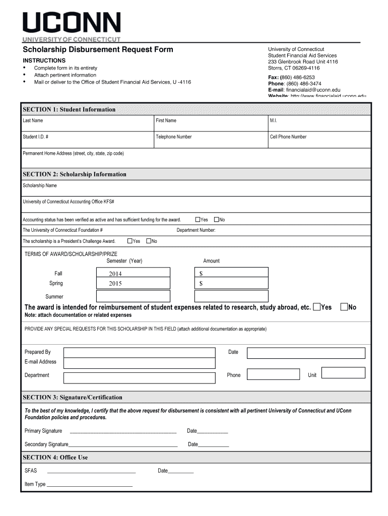 Scholarship Disbursement Form