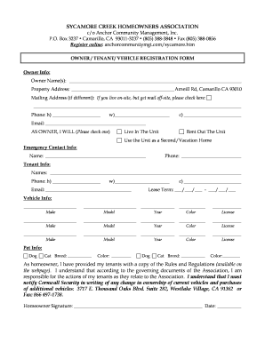 Tenant Vehicle Information Form