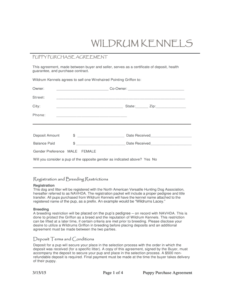 Wildrum Kennels  Form