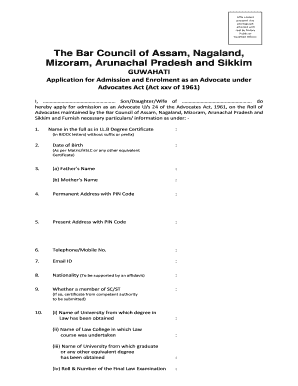 Bar Council of Assam Enrollment Online Form