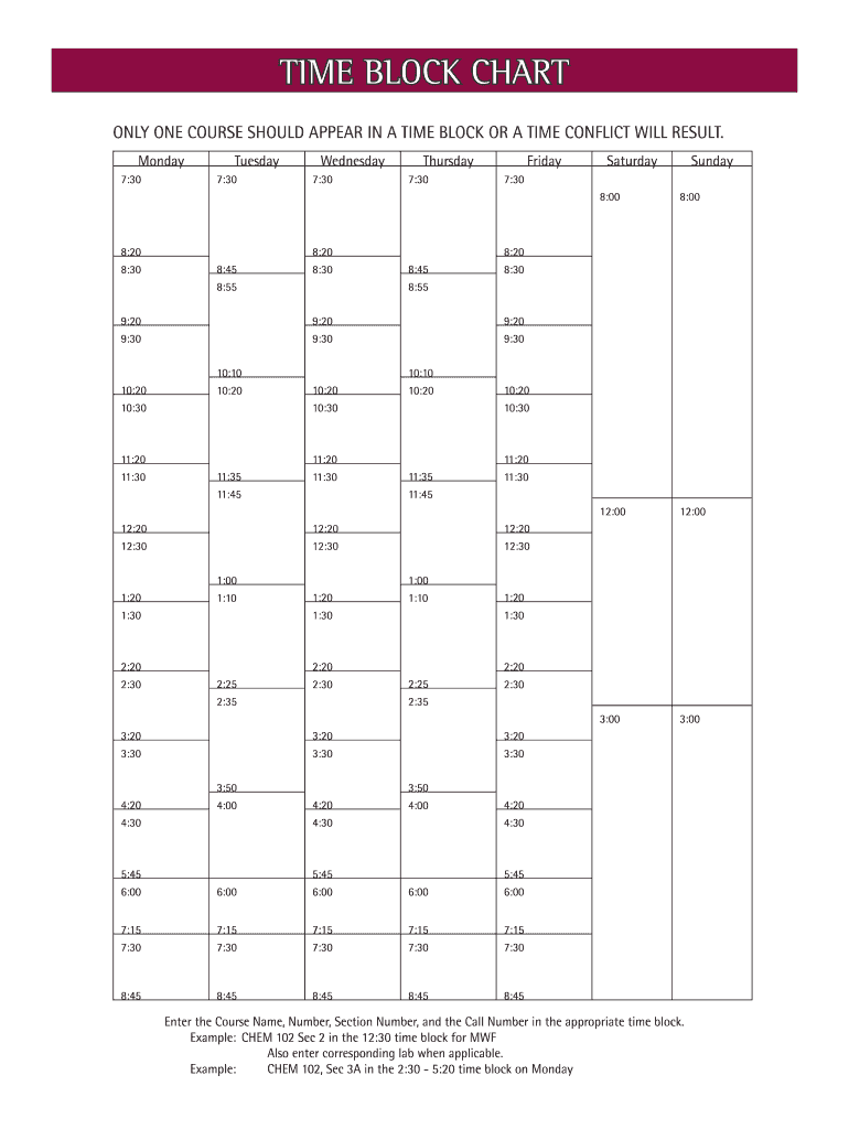 Nmsu Time Block Chart