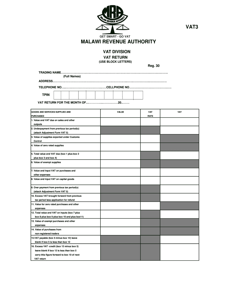 Malawi VAT Return Form